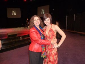 Krysta Rodriguez came from NYC and Carol Channing came from Palm Springs (see screens) to headline a fundraiser for David Greene and Musical Theater University. Marianna stood proudly with Krysta who started studying with Marianna at the age of nine.